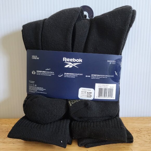 NWT Reebok, Men's, 5-pk, Crew Sock - Picture 2 of 7